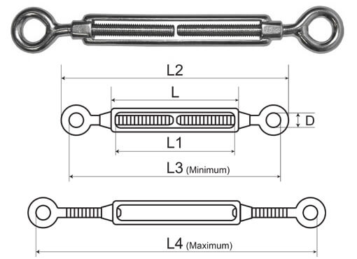 Stainless Steel Open Turnbuckle Eye - Eye